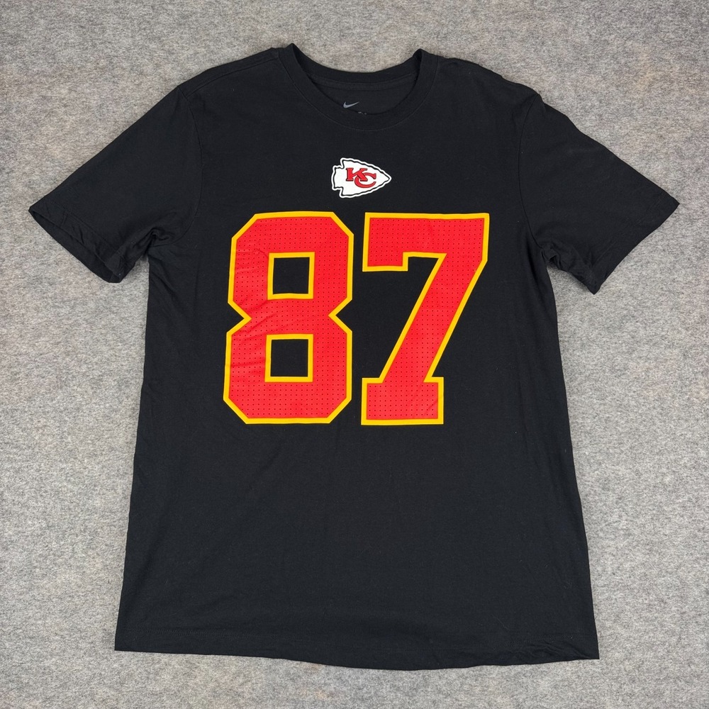 Nike Kansas City Chiefs Travis Kelce T-Shirt #87 Cotton Black Mens Medium M